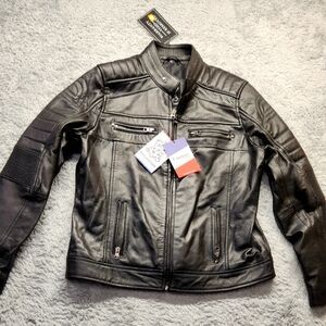 Fjackets black women's cafe racer leather jacket 1217